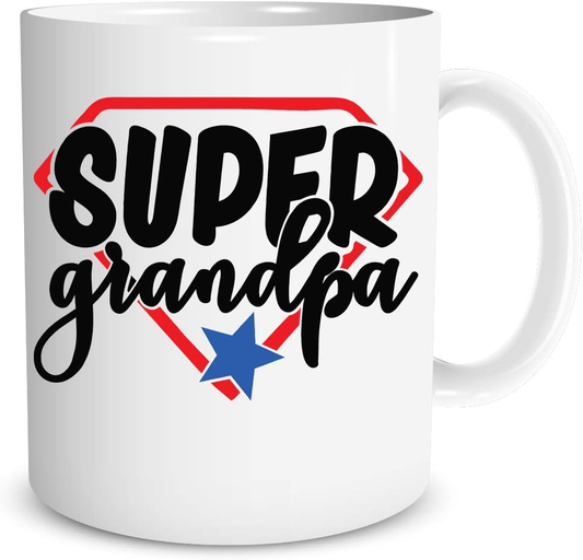 Super Grandpa 11oz Funny Coffee Mug Grandfather Birthday Idea from Granddaughter Grandson, Only The Best Parents Get Promoted To Grandpas Dad Father - Wozzi Free
