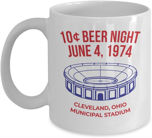 Retro 10 Cent Beer Night Cleveland Baseball Coffee Mu - Wozzi Free
