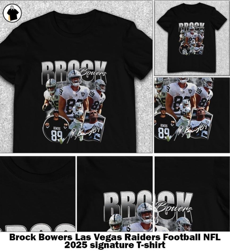 Brock Bowers Las Vegas Raiders Football NFL 2025 signature shirt, T-Shirt