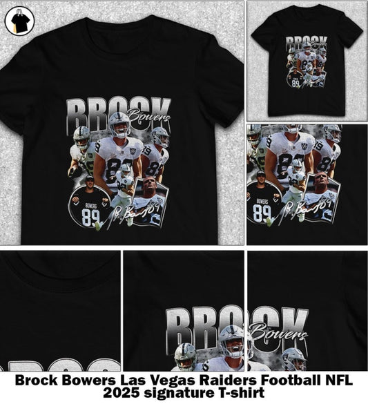 Brock Bowers Las Vegas Raiders Football NFL 2025 signature shirt, T-Shirt