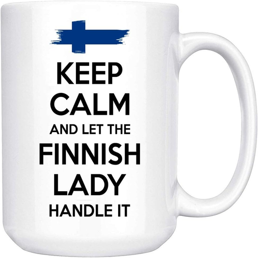 Finnish Gift for Women Grandma Mom Aunt Girlfriend Mug - Keep Calm And Let The Finnish Lady Handle It - Wozzi Free