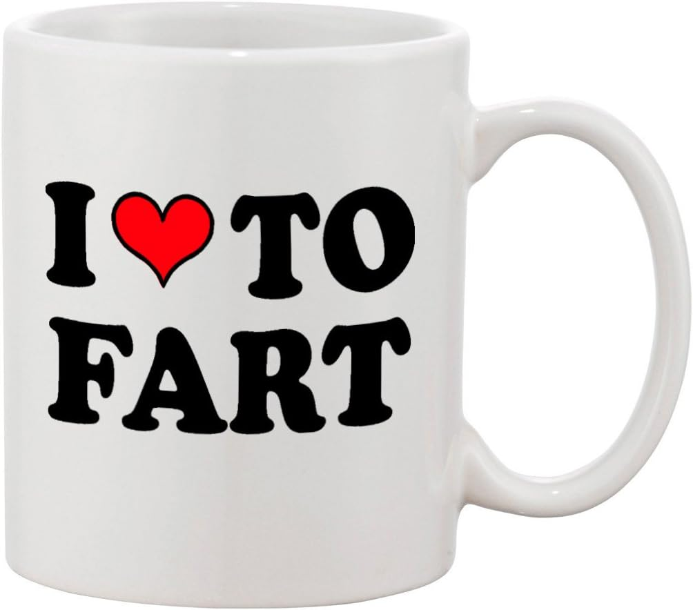 Promotion & Beyond Funny Mugs I Love To Fart I Heart Fart Gift For Coffee Lover Novelty Ceramic Mugs - Wozzi Free