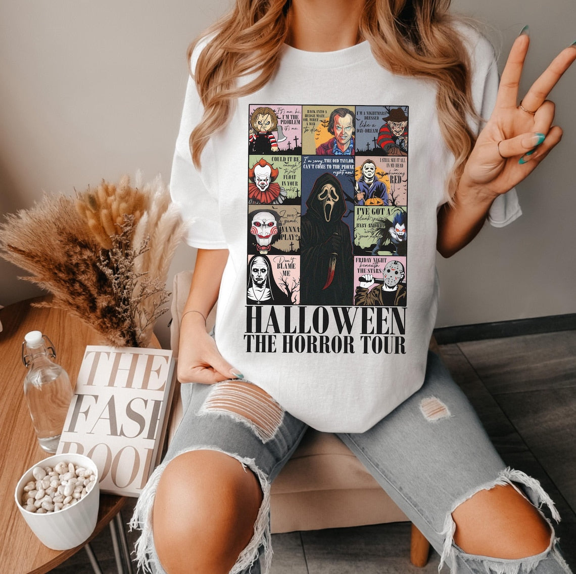 Retro Horror Characters Halloween Shirt, Horror Movie Shirt, Halloween Lyrics Sweatshirt, Halloween Horror Nights 2025, Trick or Treat Shirt