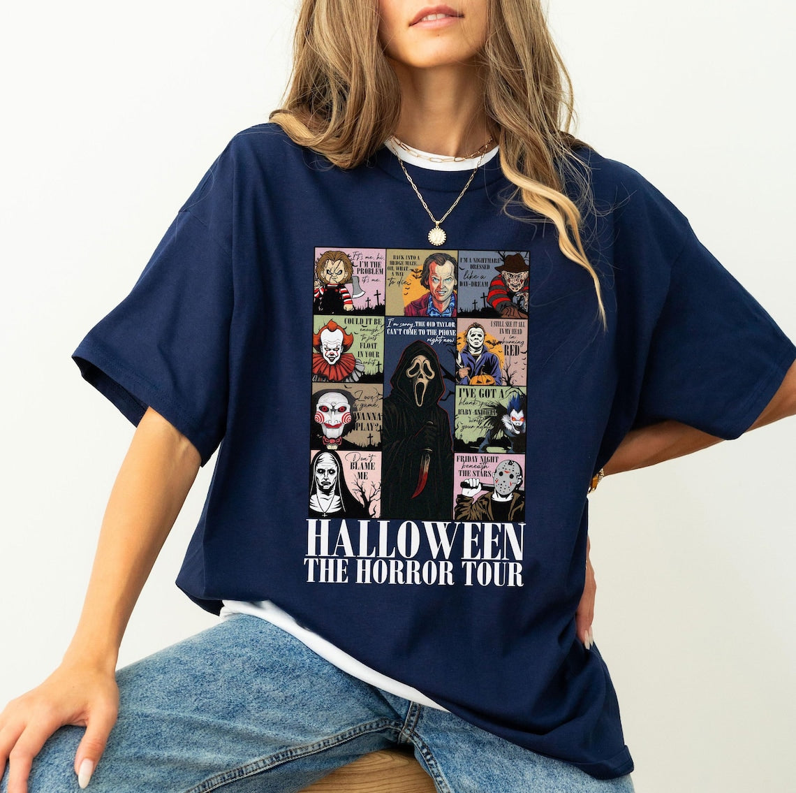 Retro Horror Characters Halloween Shirt, Horror Movie Shirt, Halloween Lyrics Sweatshirt, Halloween Horror Nights 2025, Trick or Treat Shirt
