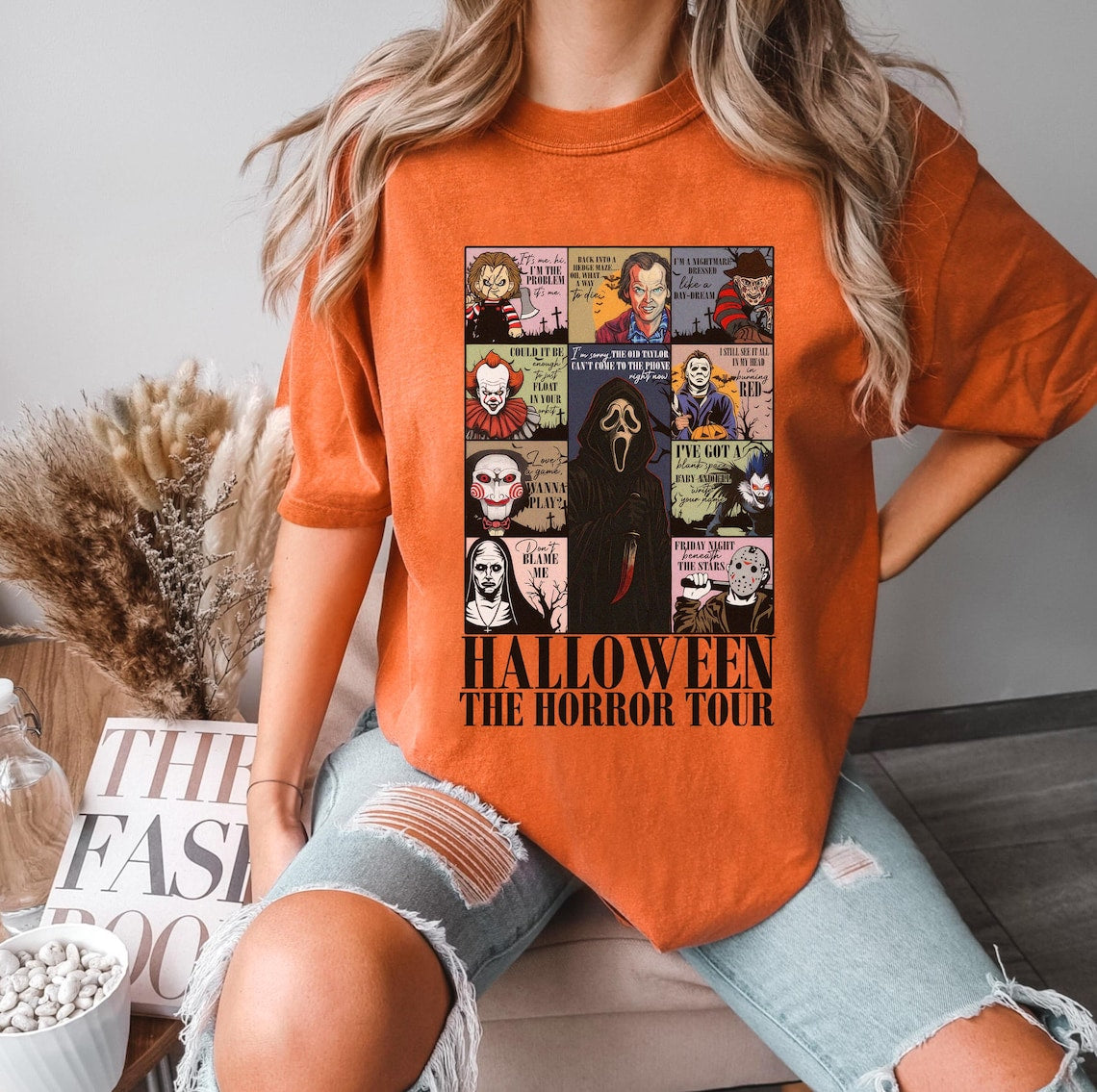 Retro Horror Characters Halloween Shirt, Horror Movie Shirt, Halloween Lyrics Sweatshirt, Halloween Horror Nights 2025, Trick or Treat Shirt