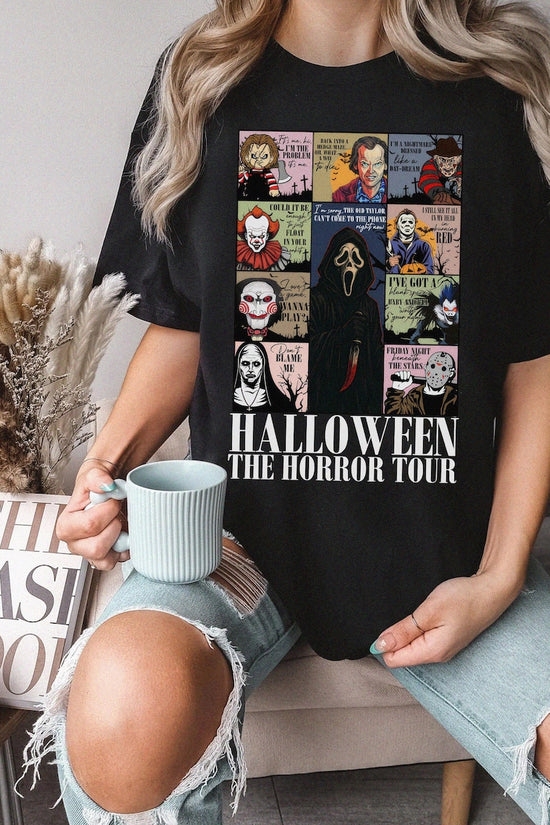 Retro Horror Characters Halloween Shirt, Horror Movie Shirt, Halloween Lyrics Sweatshirt, Halloween Horror Nights 2025, Trick or Treat Shirt