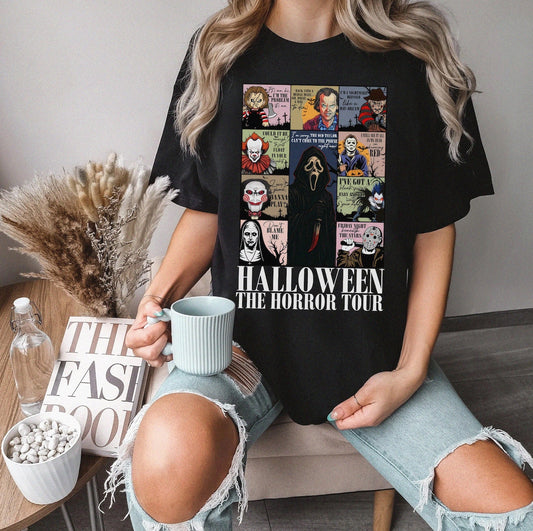 Retro Horror Characters Halloween Shirt, Horror Movie Shirt, Halloween Lyrics Sweatshirt, Halloween Horror Nights 2025, Trick or Treat Shirt