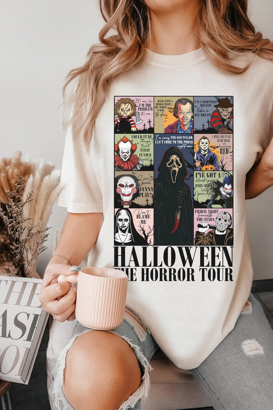 Retro Horror Characters Halloween Shirt, Horror Movie Shirt, Halloween Lyrics Sweatshirt, Halloween Horror Nights 2025, Trick or Treat Shirt