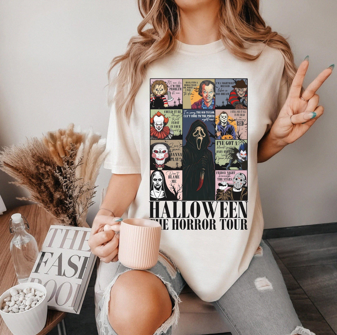 Retro Horror Characters Halloween Shirt, Horror Movie Shirt, Halloween Lyrics Sweatshirt, Halloween Horror Nights 2025, Trick or Treat Shirt