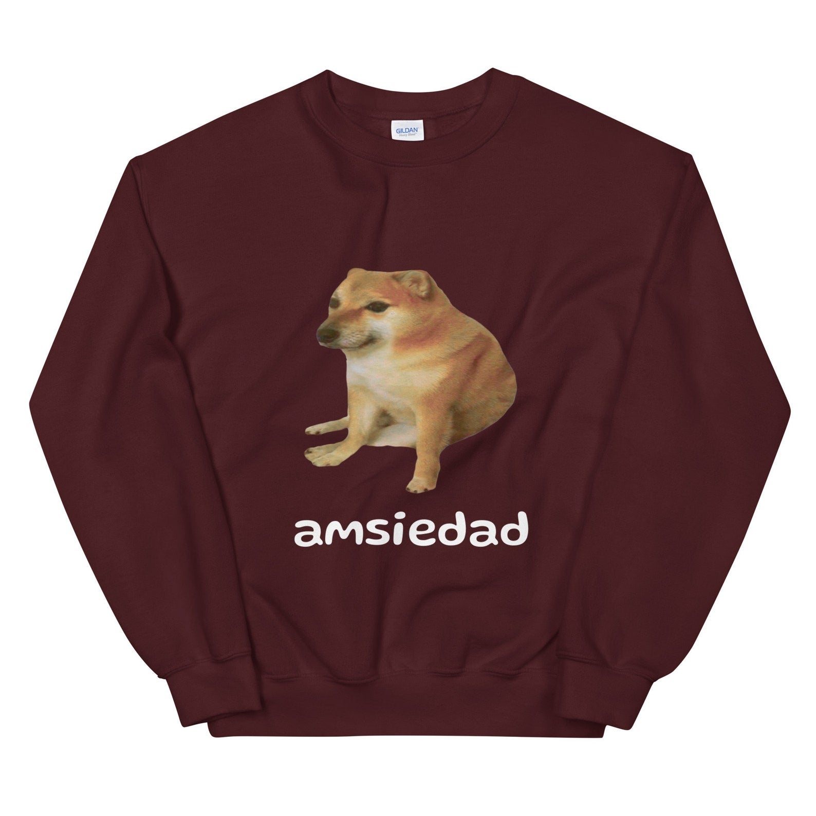 Unisex Cheems Amsiedad Sweatshirt Anxiety Funny Dog Meme Humor Apparel, Sweatshirt
