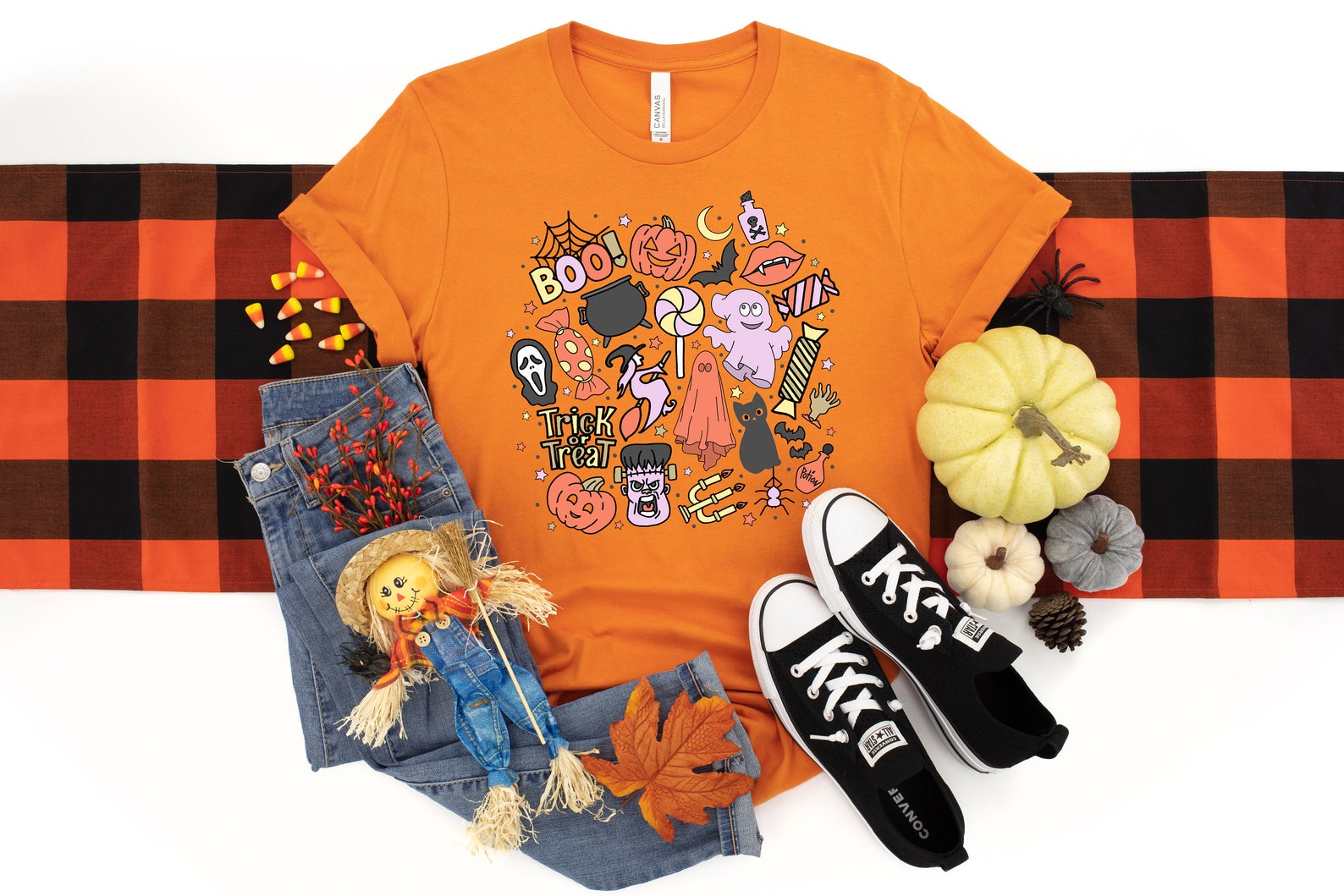 Cute Halloween Theme Shirt for Women, Halloween T-Shirts, Cute Teacher Halloween T-Shirts, Mom Halloween T-Shirts, Fall Shirts