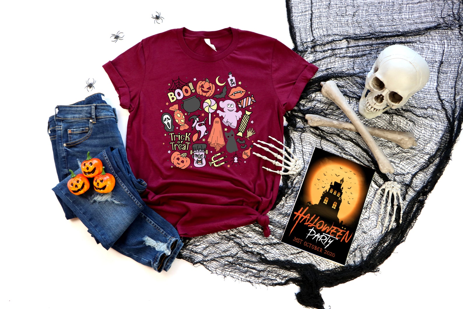 Cute Halloween Theme Shirt for Women, Halloween T-Shirts, Cute Teacher Halloween T-Shirts, Mom Halloween T-Shirts, Fall Shirts