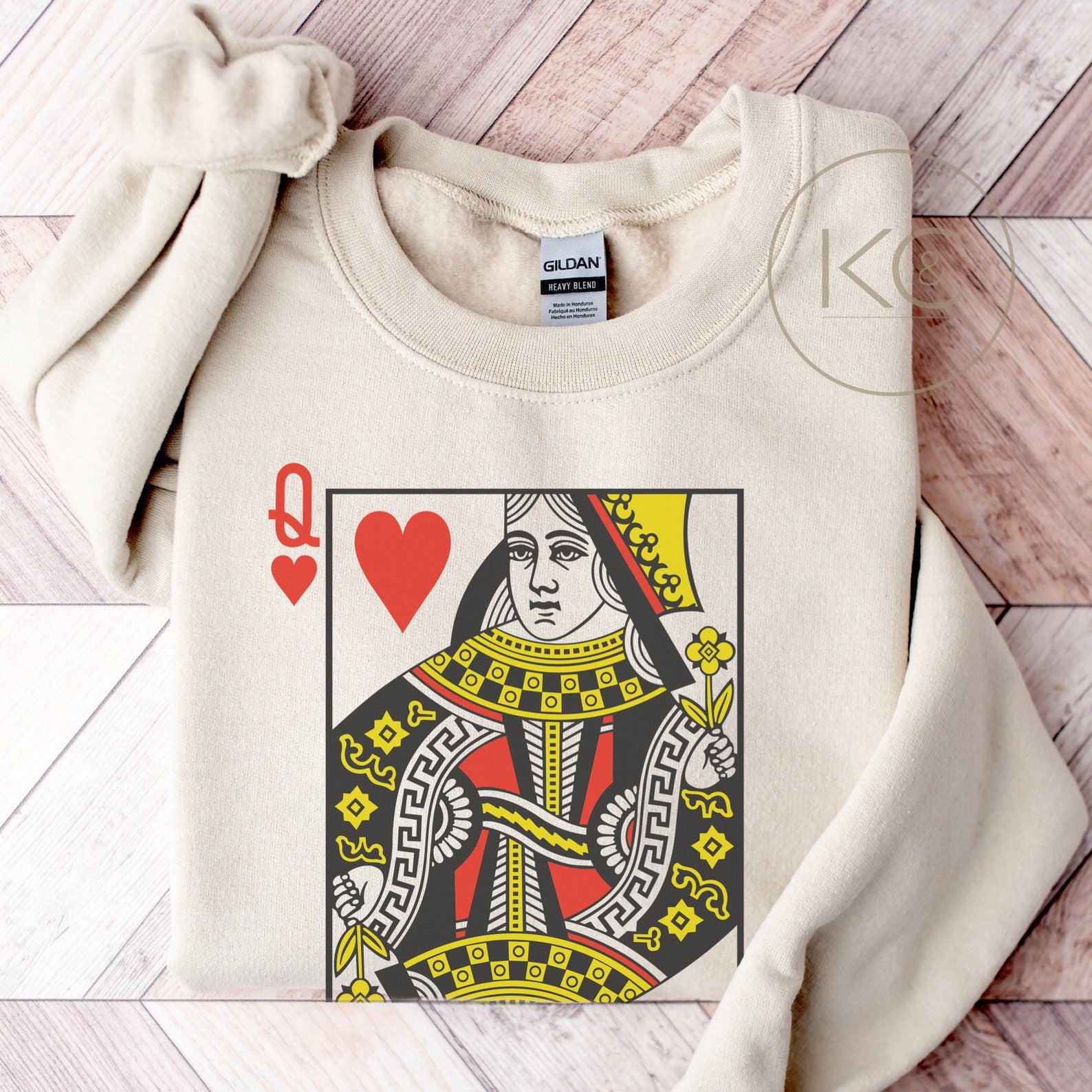 Queen of Hearts Graphic sweatshirt | Playing Cards crewneck | Valentines Gift for her| casino poker card player sweater, Womens crewneck.