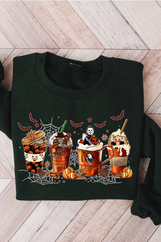 Skeleton Coffee Cups Sweatshirt, Coffee Cups Sweatshirt, Skull Coffee Cup Sweatshirt, Skeleton Halloween Sweatshirt, Coffee Lover Sweatshirt