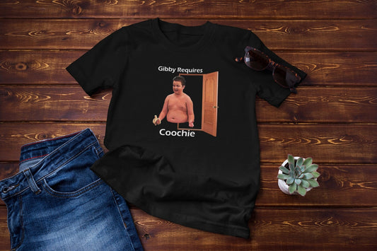 Gibby Requires Coochie Meme T-shirt, Funny Unisex Meme Tee, Viral TV Show Meme Shirt, Hilarious Gibby Meme Gift