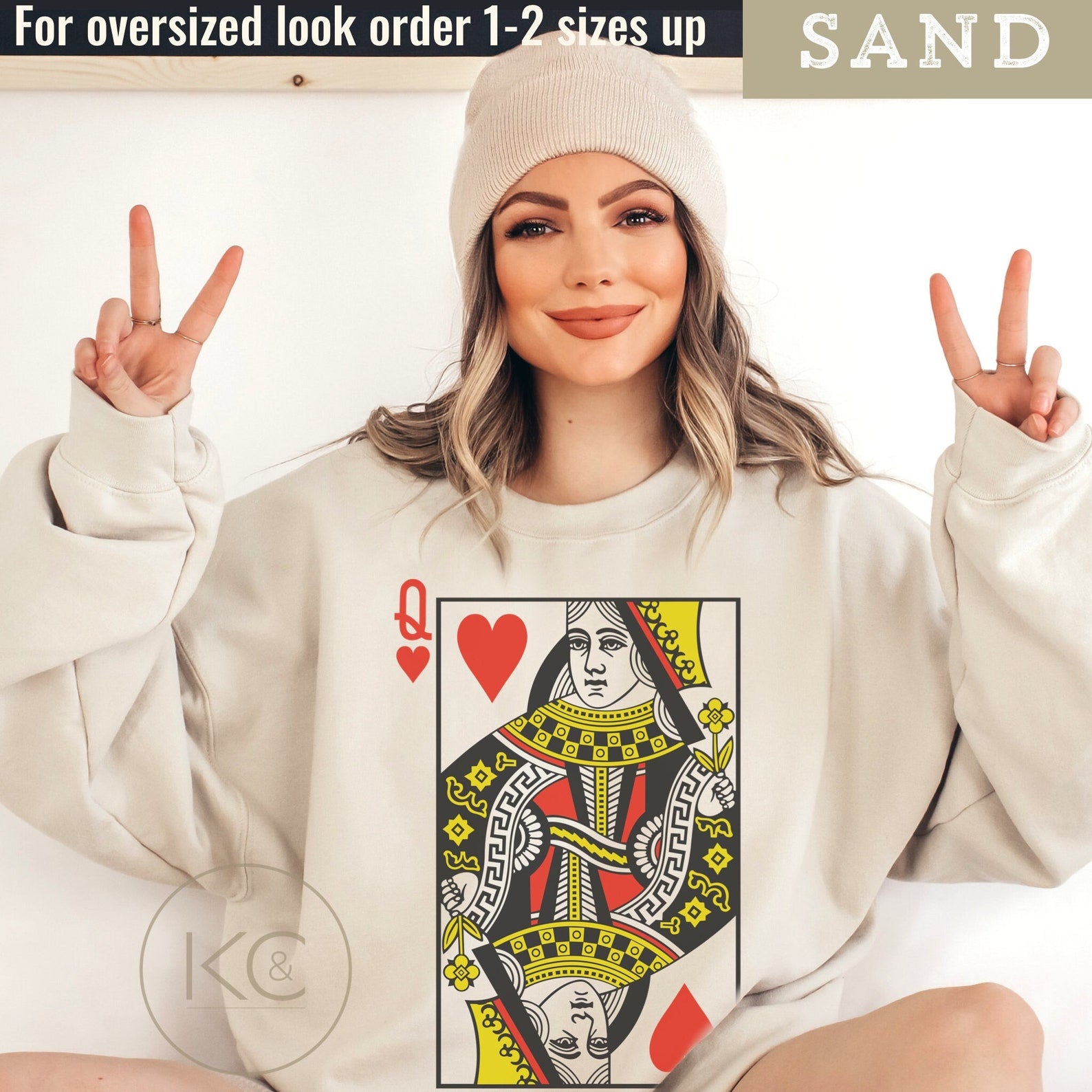 Queen of Hearts Graphic sweatshirt | Playing Cards crewneck | Valentines Gift for her| casino poker card player sweater, Womens crewneck.