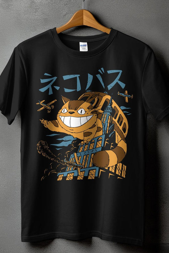 Vintage-Inspired Anime Cat T-Shirt, Retro Japanese Graphic Tee, Unisex Streetwear, Urban Cool Feline Design, Casual Tops for Fans