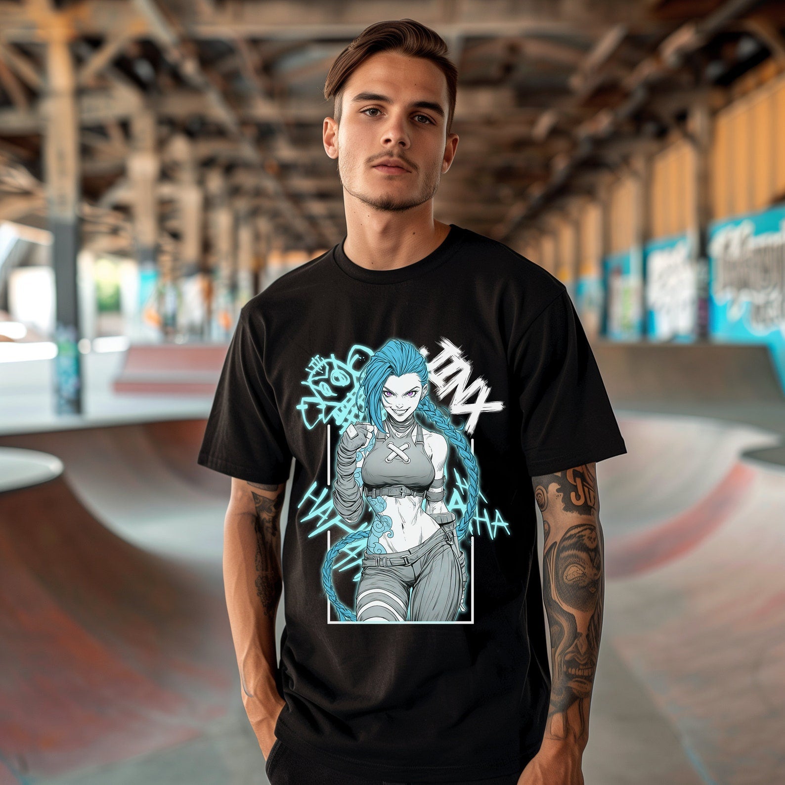 League of Legends Jinx Arcane T-Shirt Anime Graphic Tee for LoL Fans Jinx Character Shirt Unisex Soft Cotton