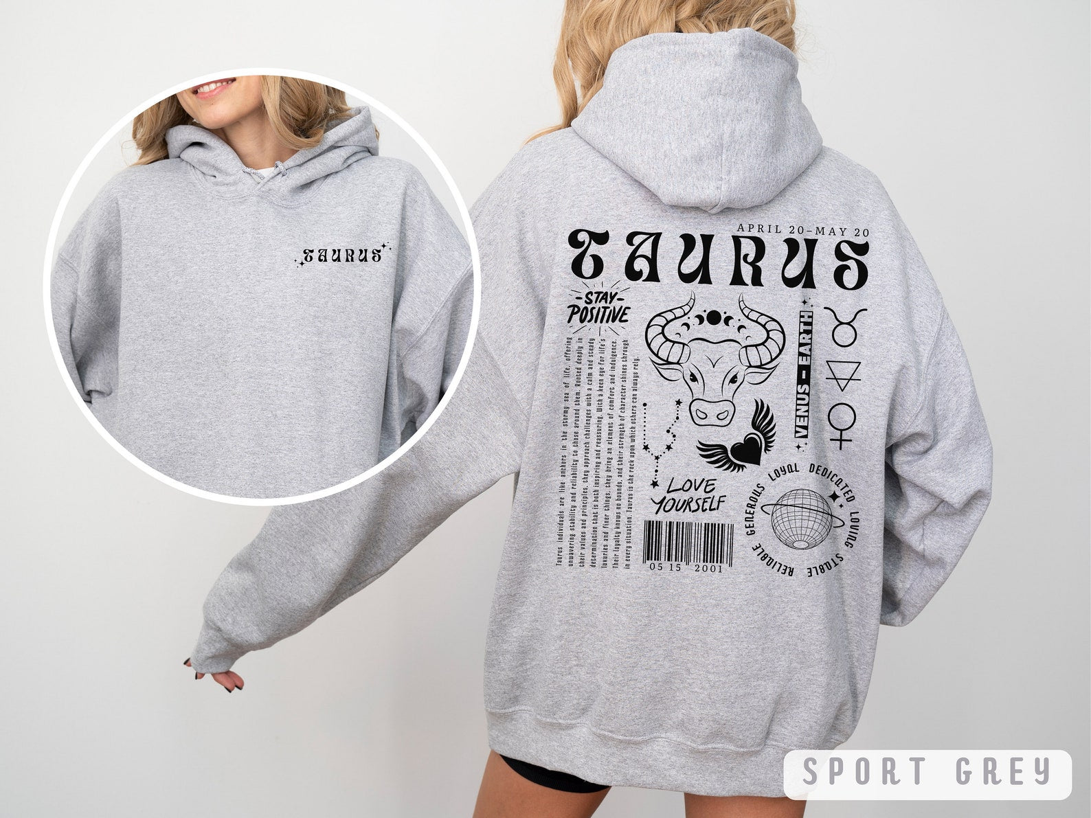 Taurus Hoodie Astrology Y2K Hoodie Zodiac Sign Gift Custom Birthday Gift Retro Graphic Sweatshirt Trendy Positive Words Shirt Taurus Gift