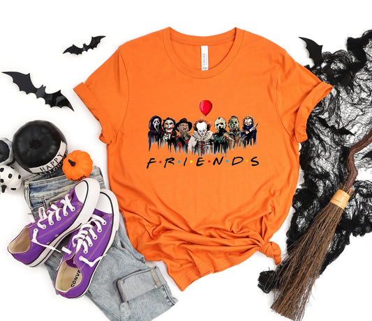 Halloween Horror Movie Characters T-Shirt - Spooky and Fun Design, Perfect Halloween Gift, Unisex Black Tee for Halloween Celebrations,