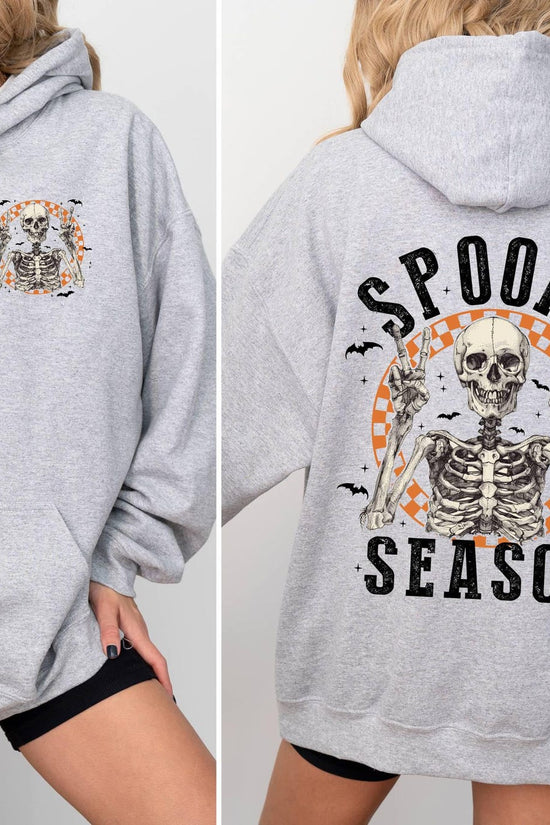 Spooky Season Hoodie,Retro Halloween Skeleton Hoodie,Women Halloween Party Hoodie,Gift For Halloween,Fall Spooky Season,Front-Back Hoodie