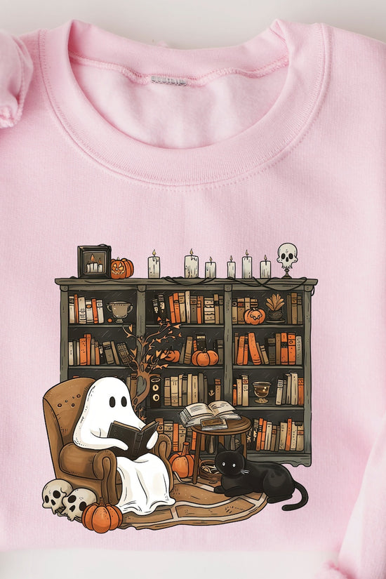 Retro Ghost Reading Books Sweatshirt, Librarian Ghost Halloween, Halloween Teacher Sweatshirt, Halloween Shirt, Teacher Gift, Boo School