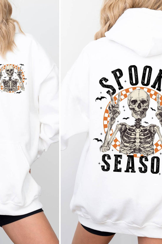 Spooky Season Hoodie,Retro Halloween Skeleton Hoodie,Women Halloween Party Hoodie,Gift For Halloween,Fall Spooky Season,Front-Back Hoodie