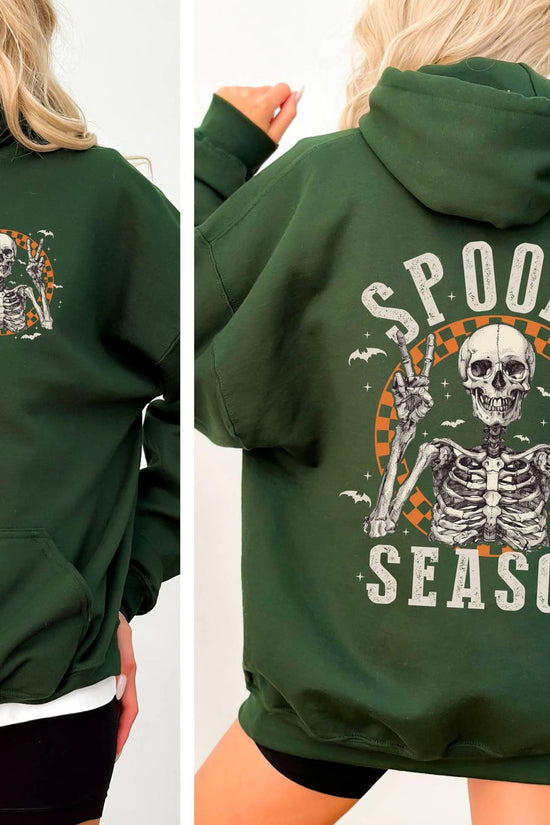Spooky Season Hoodie,Retro Halloween Skeleton Hoodie,Women Halloween Party Hoodie,Gift For Halloween,Fall Spooky Season,Front-Back Hoodie