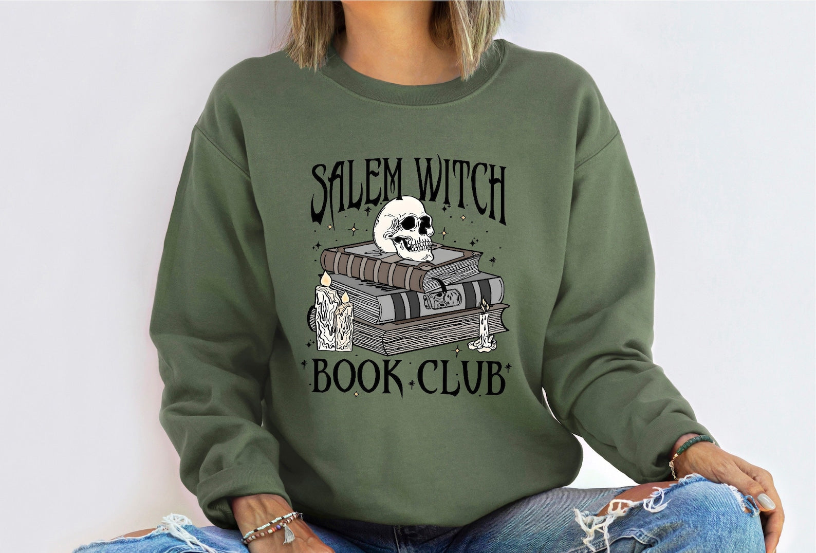 Salem Witch Book Club Sweatshirt, Funny Halloween Shirt, Reading Sweatshirt, Happy Halloween, Halloween Costume, Skull Sweater