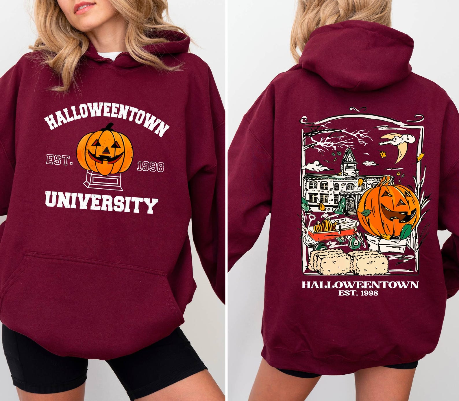 Halloweentown Est 1998 Hoodie,Front and Back Halloweentown University Hoodie,Vintage Halloweentown Hoodie,Cute Fall Hoodie,Retro Fall Hoodie