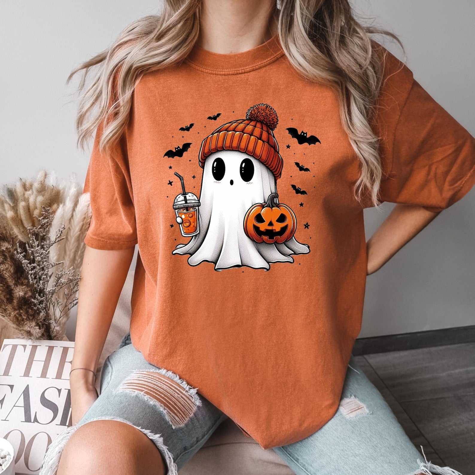 Cute Ghost Tee, Ghost Halloween T-Shirt, Halloween Women's Shirt, Halloween Pumpkin Shirt, Gift For Halloween, Halloween Tee