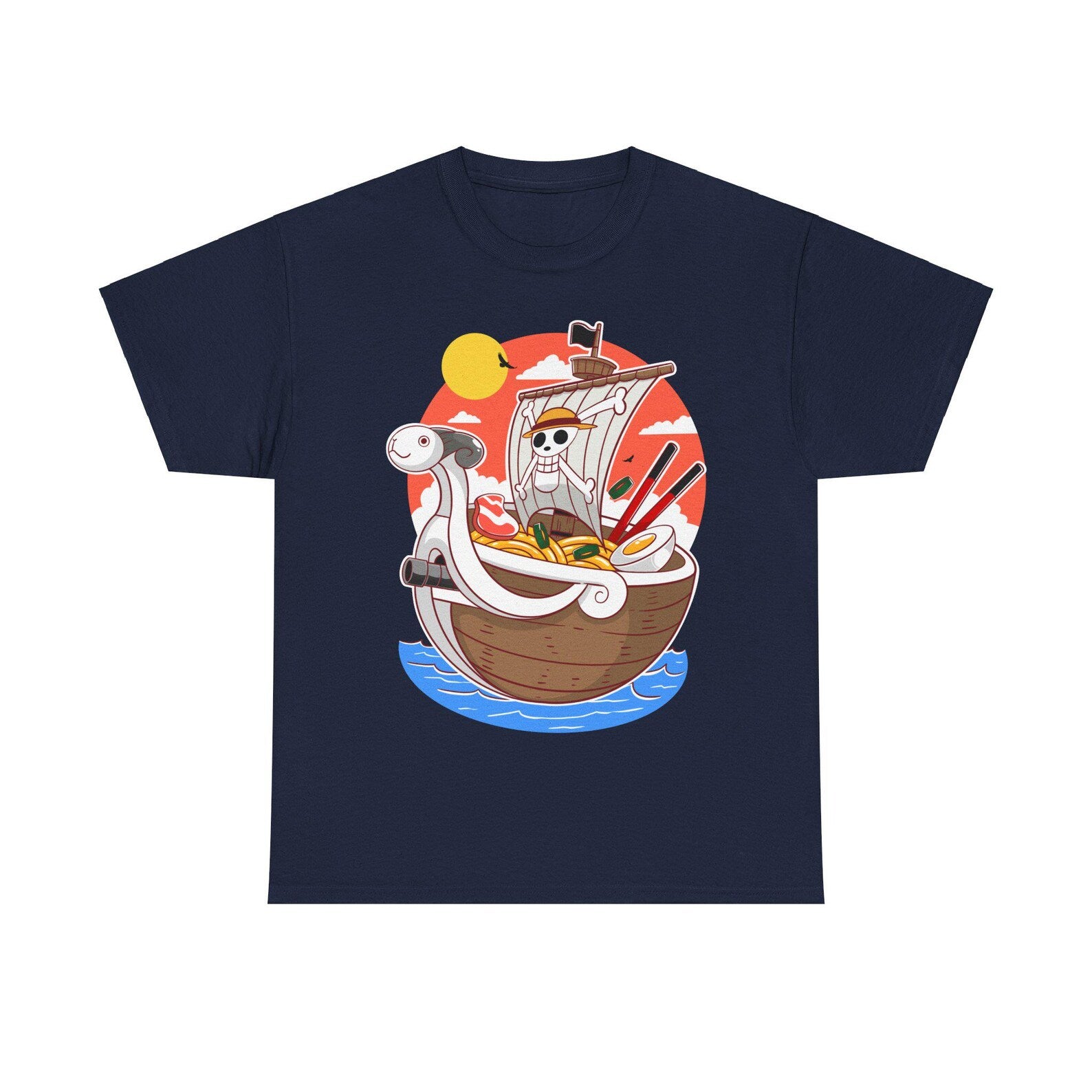 Ramen Luffy Anime Shirt, One Piece Ramen Noodles Shirt, Pirate King Manga Shirt, Asian Food Anime Gift, Straw Hat Pirates Ramen Japanese Tee