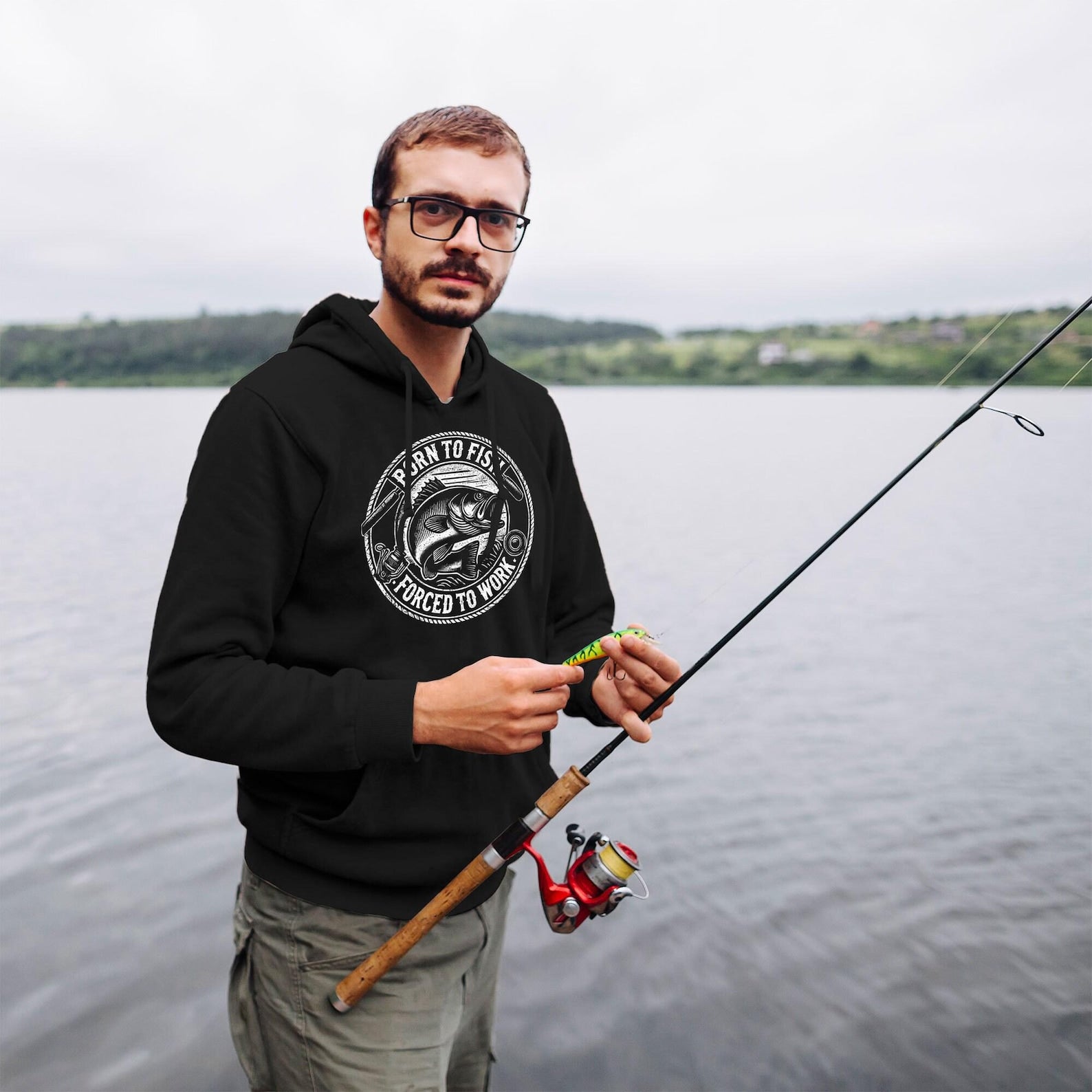 Fishing gifts for men - Father’s Day present born to fish Angler Shirt funny slogan hoodie for him - mens fisherman Angling clothing