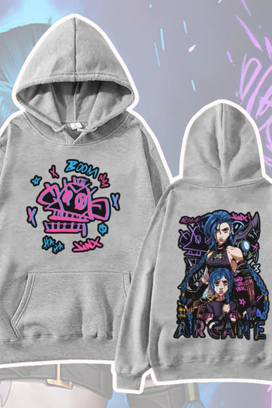 Jinx Lol Arcane Hoodie, League of Legends Cosplay, Graphic Streetwear Fashion, Gift for Game Lovers