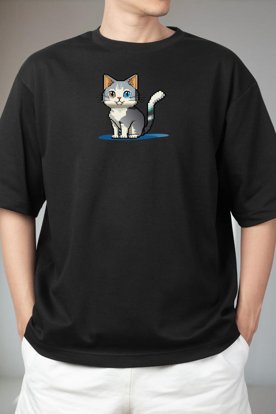 Anime Pixel Cat T-Shirt | Cute Kawaii Kitty Graphic Tee|Adorable Cartoon Feline Shirt|Japanese Anime Cat Art Tee|Whimsical Pet Lover T-Shirt