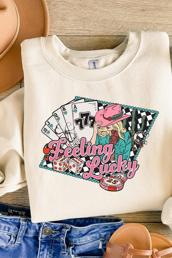 Y2K 90's Cowgirl Sweatshirt, Ace Card Cowboy Sweatshirt, Feeling Lucky Western Shirt, Poker Card Shirt, Country Girl Shirt,777 Tee for Women
