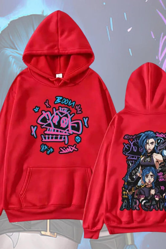 Jinx Lol Arcane Hoodie, League of Legends Cosplay, Graphic Streetwear Fashion, Gift for Game Lovers