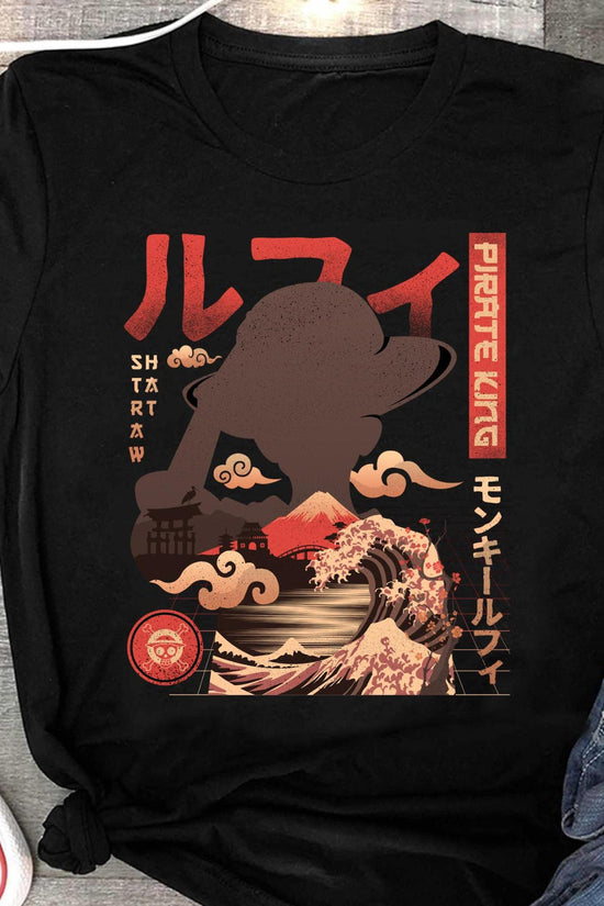 Pirate King Luffy Anime Shirt, Straw Hat Pirates Monkey D Luffy One Piece Manga Shirt, Mugiwara, Sanji, Zoro Japanese Anime Tee