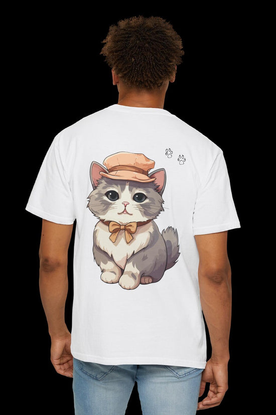 Cute Cat Graphic T-Shirt – Kawaii Anime Style Kitty Tee – Unisex White Shirt – Aesthetic Chibi Cat Top – Gift for Cat Lovers