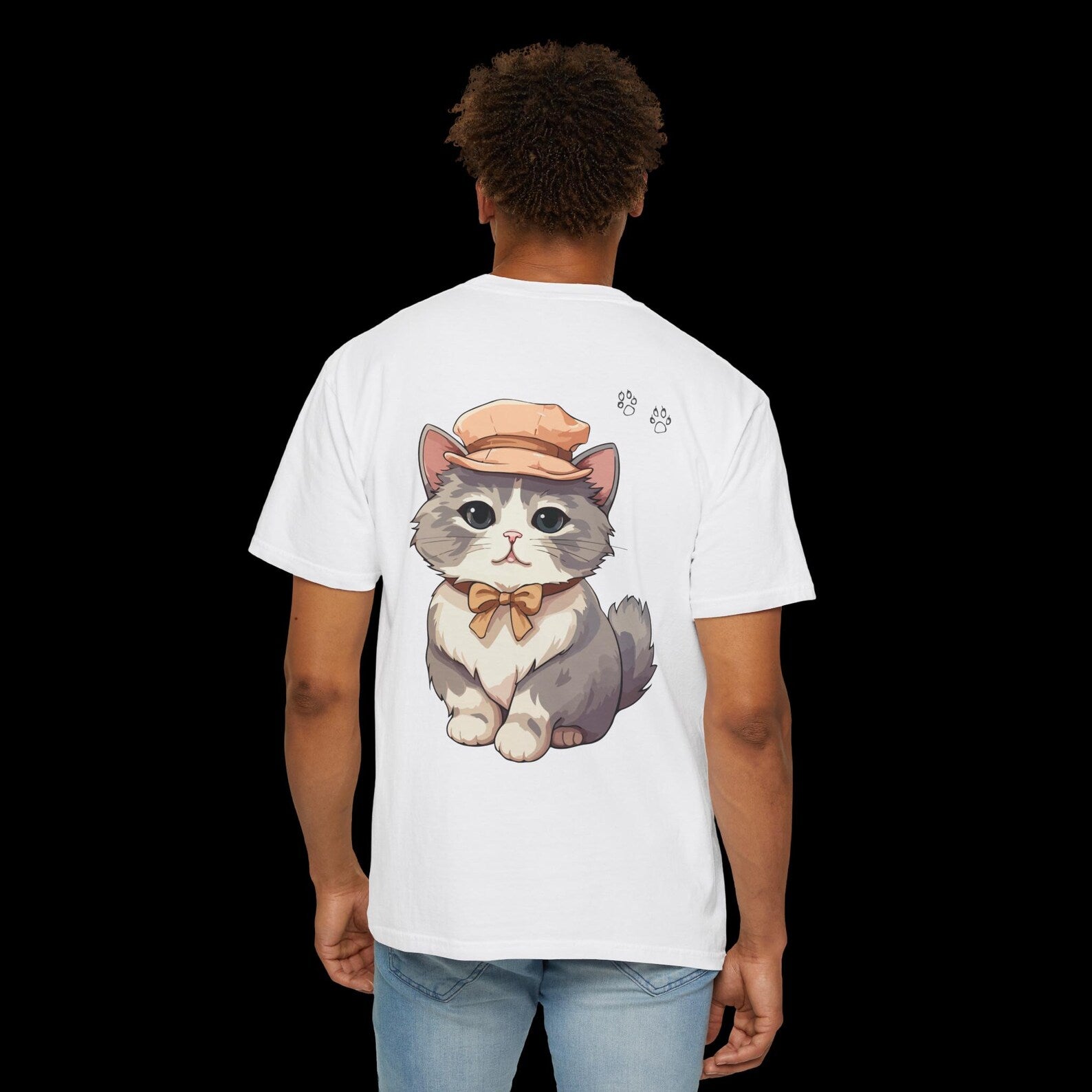 Cute Cat Graphic T-Shirt – Kawaii Anime Style Kitty Tee – Unisex White Shirt – Aesthetic Chibi Cat Top – Gift for Cat Lovers