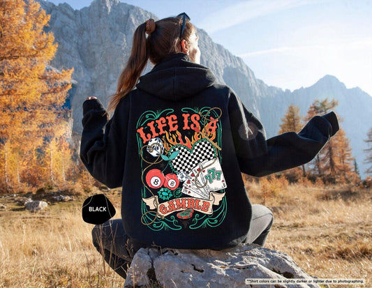 Life Is A Gamble Hoodie, Playing Cards Sweatshirt, Western Girl Gift, Casino Sweater, Poker Player, Funny Gamble Sweatshirt, Country Sweater