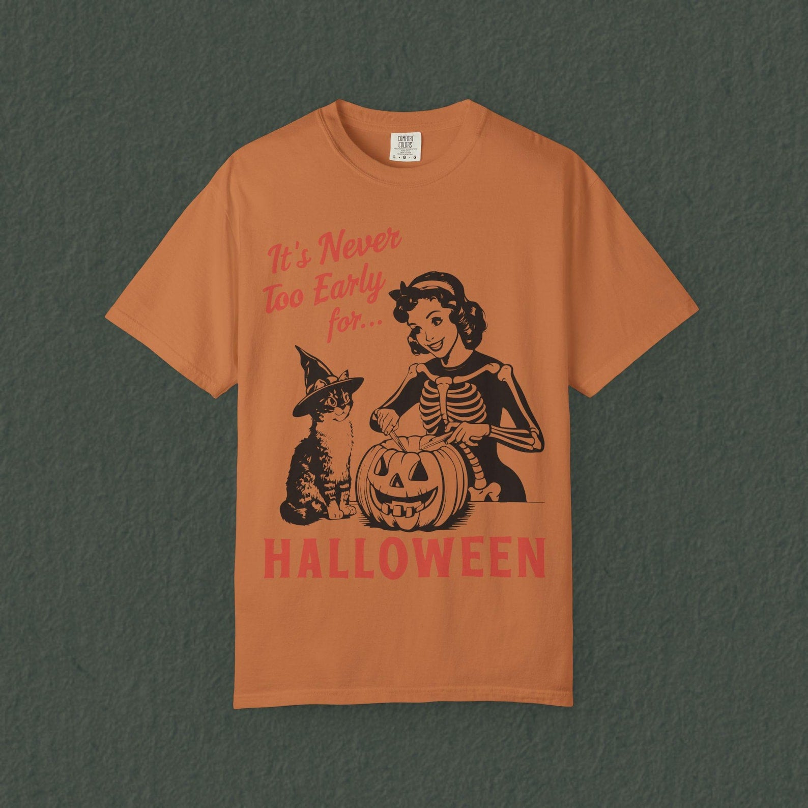 Vintage Halloween T-Shirt It's Never Too Early For Halloween T-Shirt Vintage Halloween Black Cat Vintage Halloween Shirt Summerween Shirt