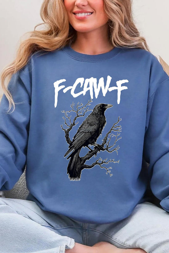 F-Caw-F Funny Crow Shirt, Black Crow Moonlit Raven Unisex Sweatshirt