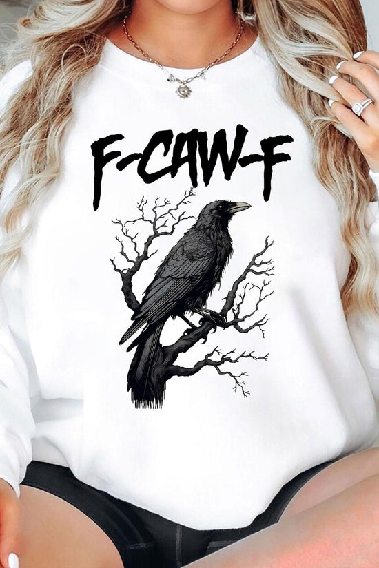 F-Caw-F Funny Crow Shirt, Black Crow Moonlit Raven Unisex Sweatshirt