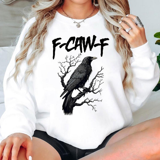 F-Caw-F Funny Crow Shirt, Black Crow Moonlit Raven Unisex Sweatshirt