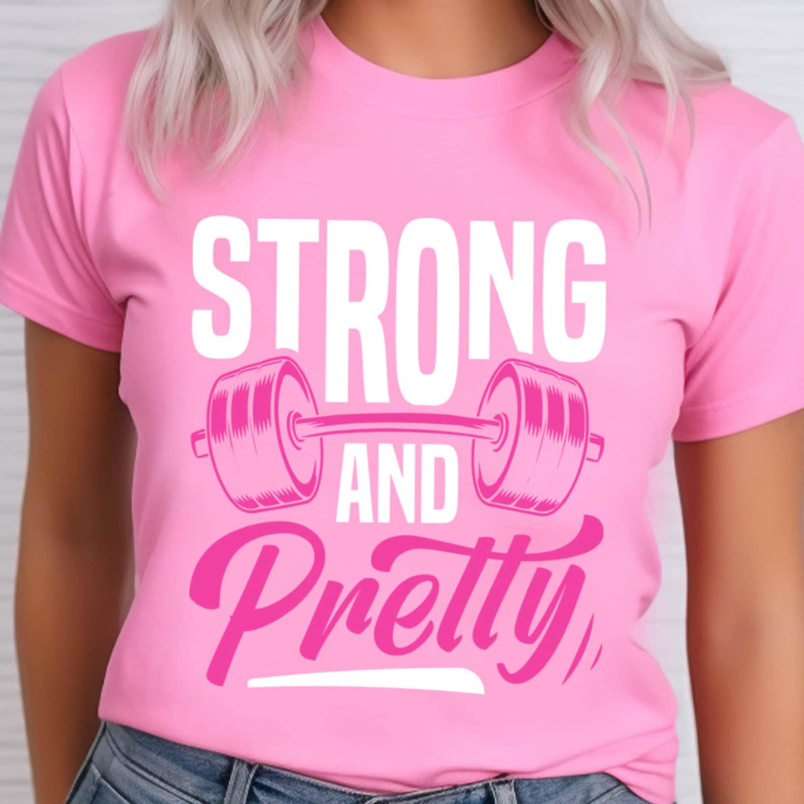 Strong and Pretty Gym Fitness Shirt, Workout T-Shirt