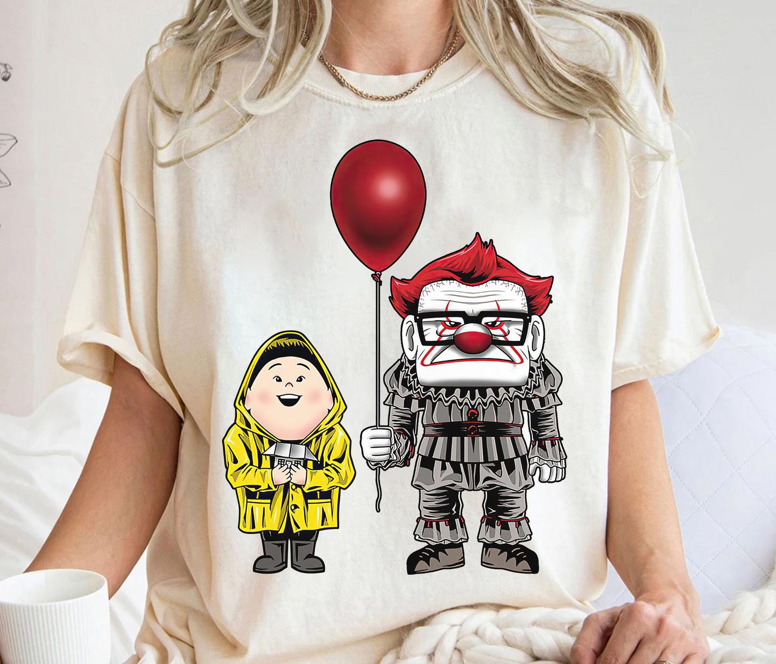 Disney Pixar Up Horror Character Pennywise Carl Fredricksen Russell Halloween T-Shirt, WDW Disneyland Halloween Party Matching Family Shirts