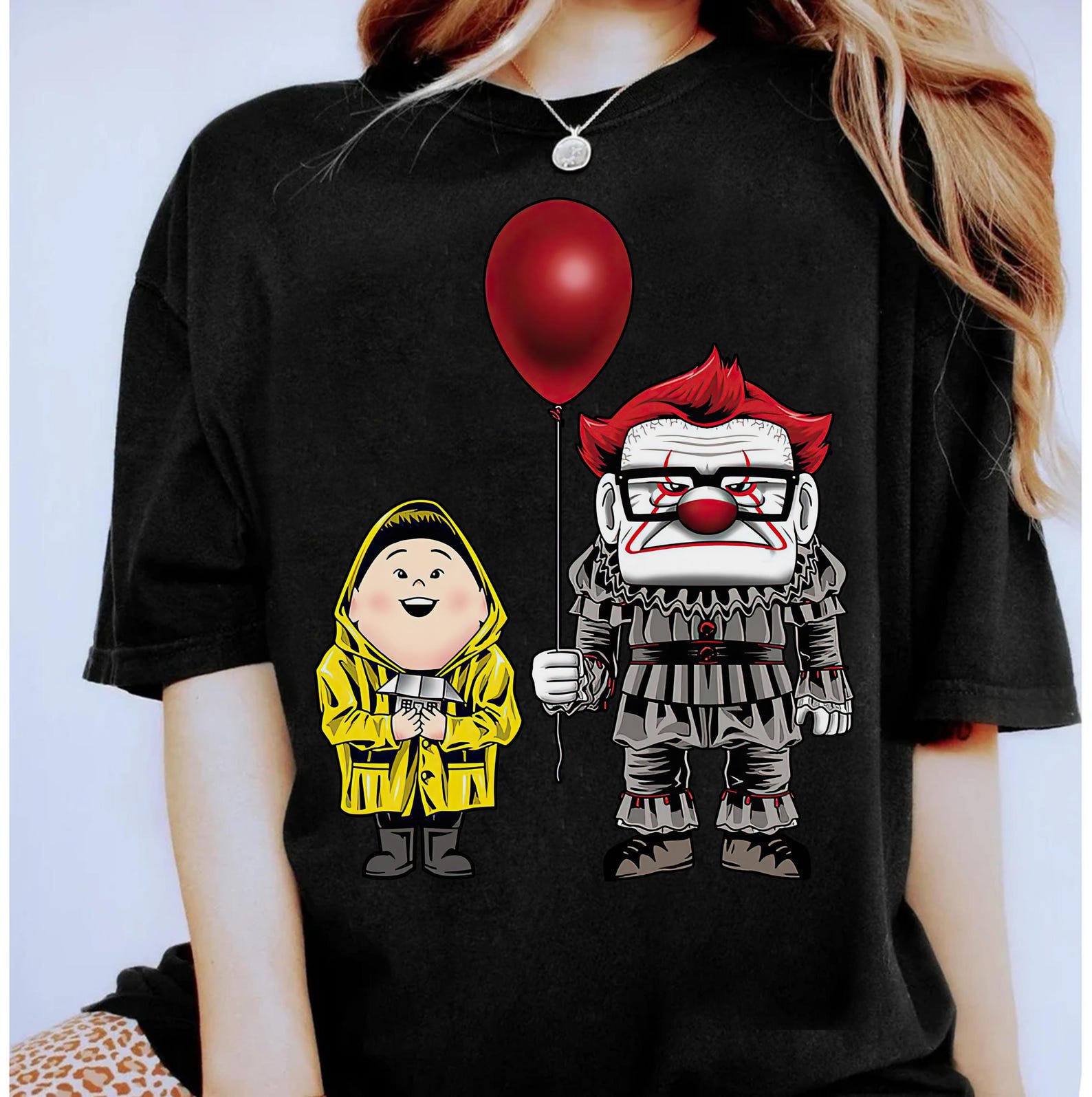 Disney Pixar Up Horror Character Pennywise Carl Fredricksen Russell Halloween T-Shirt, WDW Disneyland Halloween Party Matching Family Shirts