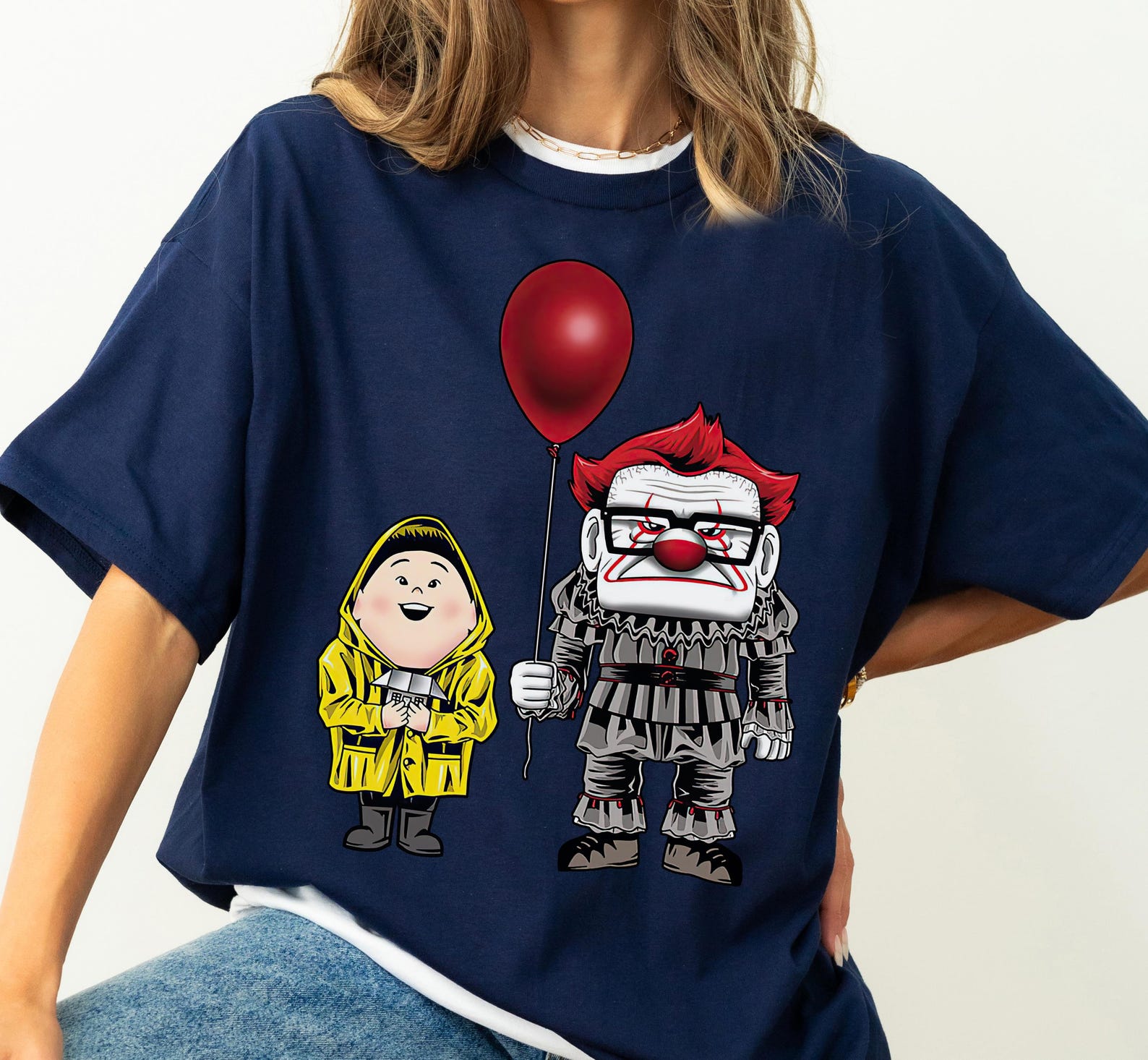 Disney Pixar Up Horror Character Pennywise Carl Fredricksen Russell Halloween T-Shirt, WDW Disneyland Halloween Party Matching Family Shirts