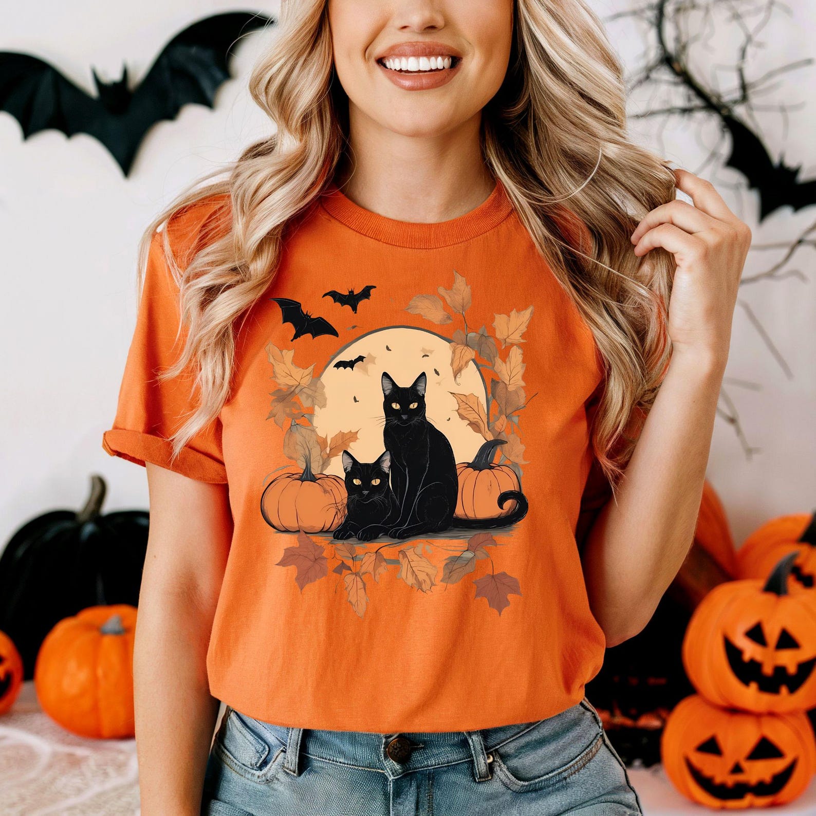 Halloween Cat Shirt, Cat Shirt, Ghost Cat Shirt, Halloween Shirt, Halloween Cat Tee, Cat Lover Shirt, Fall Black Shirt, Cat lady Shirt, Gift